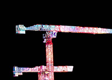 Şantiye iskelesi, klasik resim çizimi olan bir inşaat alanı.