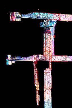 Şantiye iskelesi, klasik resim çizimi olan bir inşaat alanı.