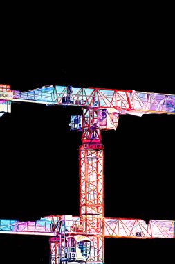 Şantiye iskelesi, klasik resim çizimi olan bir inşaat alanı.