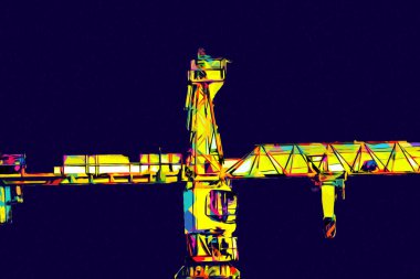 Şantiye iskelesi, klasik resim çizimi olan bir inşaat alanı.