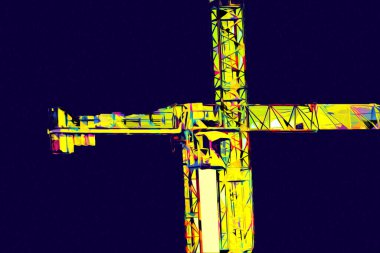 Şantiye iskelesi, klasik resim çizimi olan bir inşaat alanı.