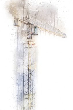 Şantiye iskelesi, klasik resim çizimi olan bir inşaat alanı.