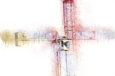 Şantiye iskelesi, klasik resim çizimi olan bir inşaat alanı.