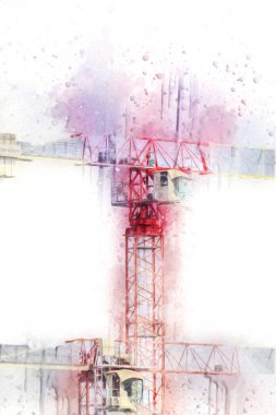 Şantiye iskelesi, klasik resim çizimi olan bir inşaat alanı.
