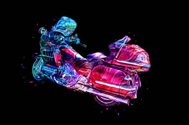Motosiklet görüntüleme rengi izole edilmiş sanat antika retro