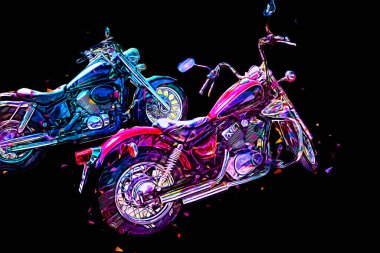 Motosiklet görüntüleme rengi izole edilmiş sanat antika retro