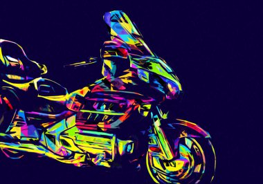Motosiklet görüntüleme rengi izole edilmiş sanat antika retro