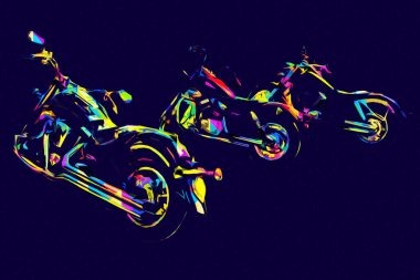 Motosiklet görüntüleme rengi izole edilmiş sanat antika retro