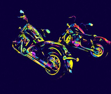 Motosiklet görüntüleme rengi izole edilmiş sanat antika retro