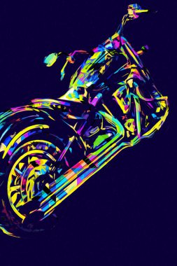 Motosiklet görüntüleme rengi izole edilmiş sanat antika retro