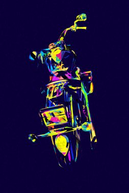 Motosiklet görüntüleme rengi izole edilmiş sanat antika retro