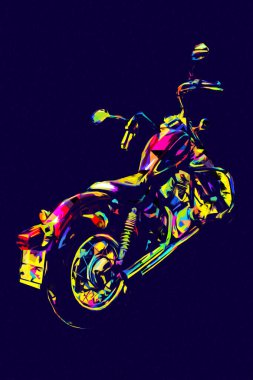 Motosiklet görüntüleme rengi izole edilmiş sanat antika retro