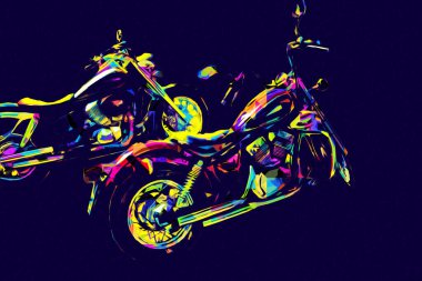 Motosiklet görüntüleme rengi izole edilmiş sanat antika retro