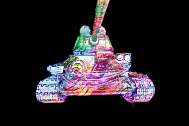 Vintage tank izole çizim sanat illüstrasyonu