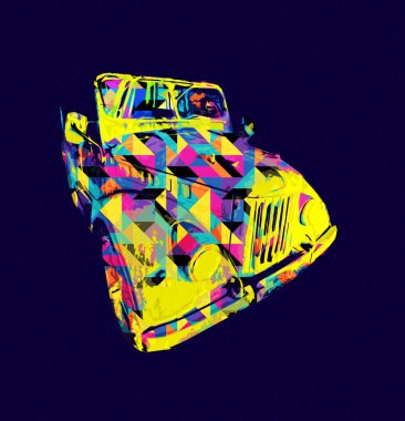 Amerikan askeri araç komutu savaşta, illüstrasyon, çizim, eskiz, klasik, resim, antika, retro