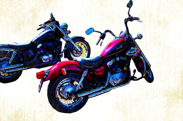 Motocykl Ilustracja Kolor Izolowane Sztuki Vintage Retro — Zdjęcie stockowe