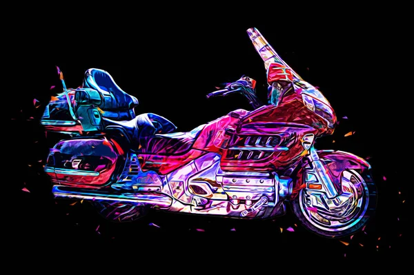 Motocykl Ilustracja Kolor Izolowane Sztuki Vintage Retro — Zdjęcie stockowe