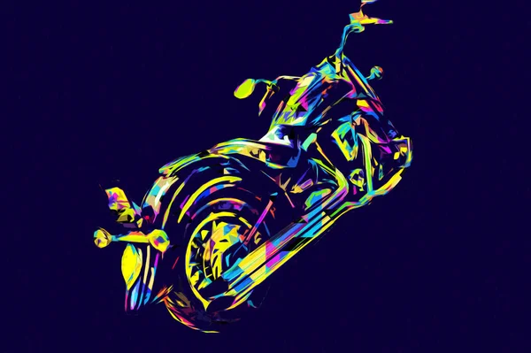 Motocykl Ilustracja Kolor Izolowane Sztuki Vintage Retro — Zdjęcie stockowe