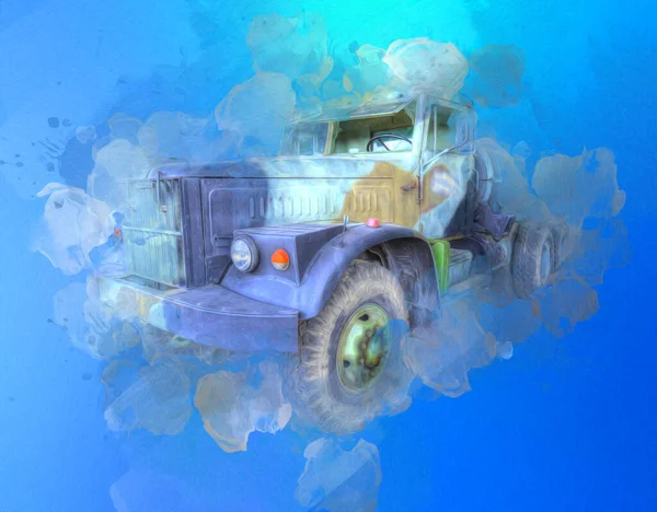 装甲車両技術軍用トラックアートイラスト孤立スケッチ — ストック写真