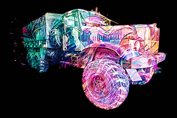 Zırhlı Araç Teknik Askeri Kamyon Sanat Çizimi — Stok fotoğraf