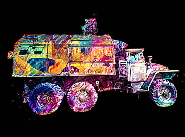 Panzerfahrzeug Technische Militärische Lkw Kunst Illustration Isolierte Skizze — Stockfoto