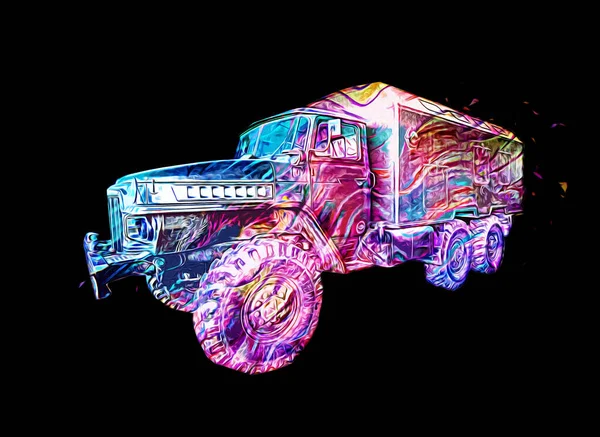 Armored Vehicle Technical Military Truck Art Illustration Isolated Sketch — Stock Photo, Image