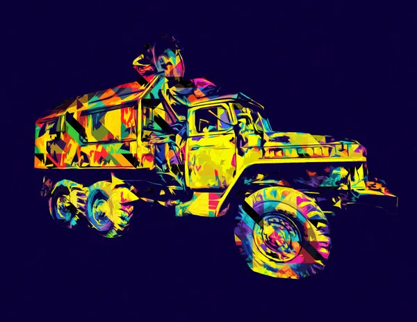 Panzerfahrzeug Technische Militärische Lkw Kunst Illustration Isolierte Skizze — Stockfoto