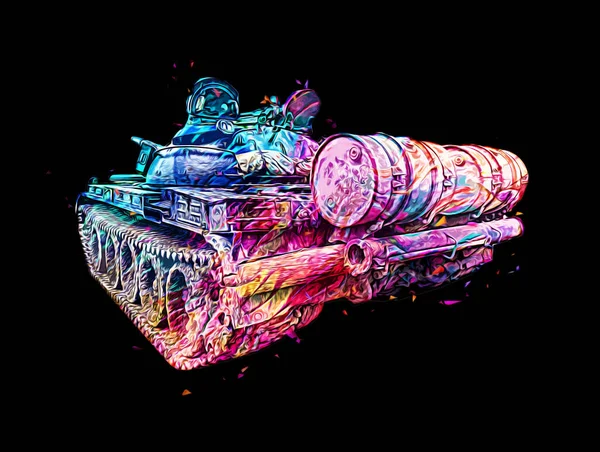 Vintage tank izole çizim sanat illüstrasyonu