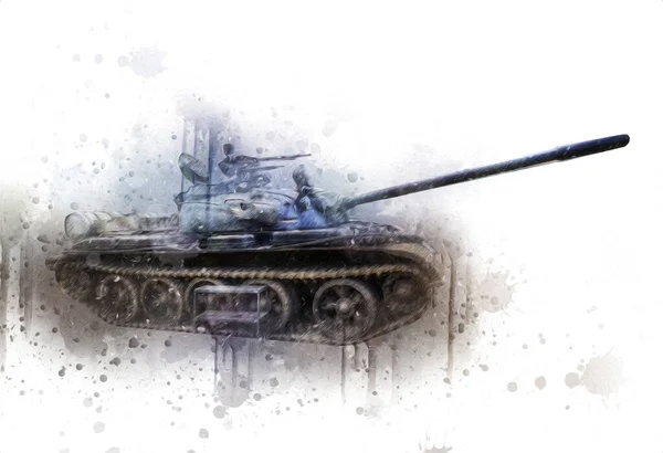 Vintage Tank Isolated Drawing Sketch Art Illustration — Stock Photo, Image