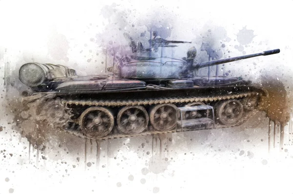 Vintage Tank Geïsoleerde Tekening Schets Kunst Illustratie — Stockfoto