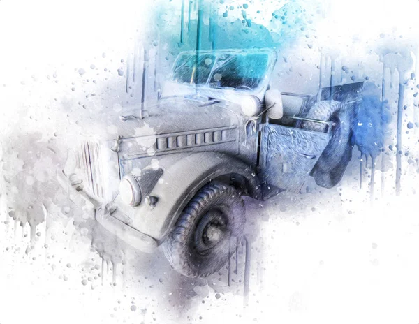 American Military Vehicle Command Used War Illustration Drawing Sketch Vintage — Stock Photo, Image