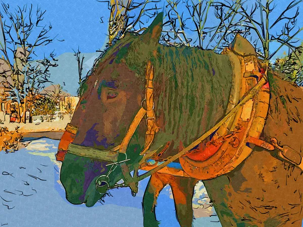 Renkli Sanatı Çizimi Grunge Fotoğraf Çekimi Kış — Stok fotoğraf