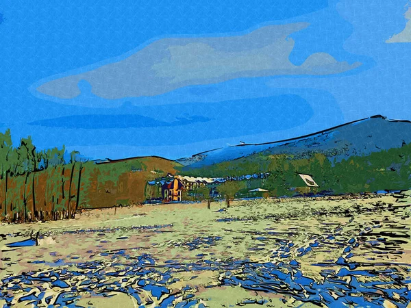 Зимний Пейзаж Панорама Баннер Вид Снежную Дорогу Зимнем Горном Лесу — стоковое фото