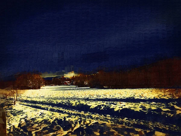 Zimní Krajina Panorama Prapor Pohled Zasněženou Silnici Zimním Horském Lese — Stock fotografie