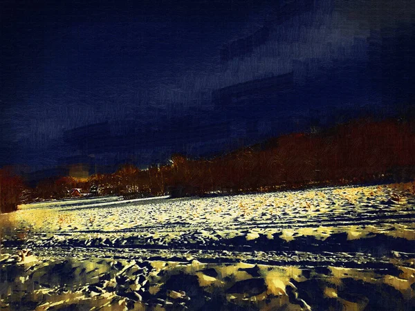 Paesaggio Invernale Panorama Striscione Veduta Della Strada Innevata Nella Foresta — Foto Stock