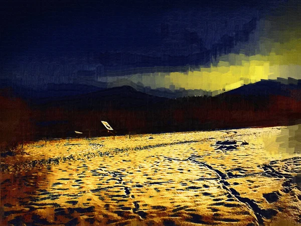 Зимовий Пейзаж Панорама Банер Вид Засніжену Дорогу Зимовому Гірському Лісі — стокове фото