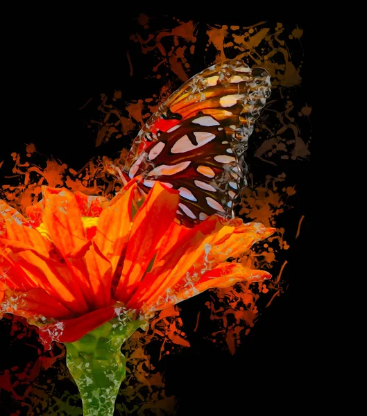 蝶のイラストアートヴィンテージレトロアンティークドローイングスケッチ — ストック写真