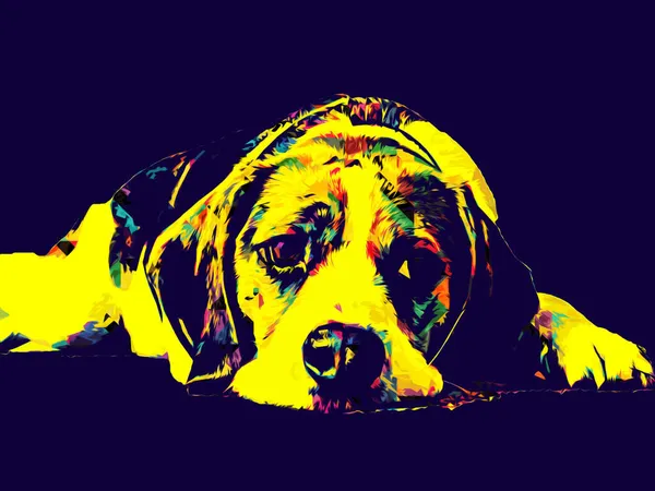 Piękny Pies Beagle Odizolowany Illust Sztuka Vintage Retro Antyczny Rysunek — Zdjęcie stockowe