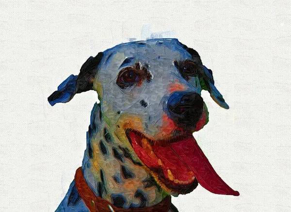 Dalmatiska Hund Sitter Tittar Kameran Illustration Konst Vintage Retro Antik — Stockfoto