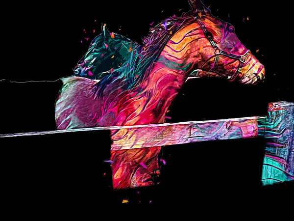 Colorido Caballo Arte Ilustración Grunge Pintura —  Fotos de Stock