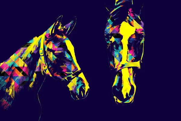 Colorido Caballo Arte Ilustración Grunge Pintura —  Fotos de Stock