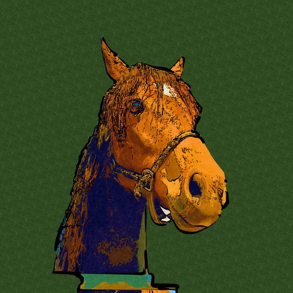 Colorido Caballo Arte Ilustración Grunge Pintura —  Fotos de Stock