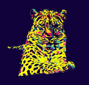 Namibya 'daki Leopar, resim, sanat, antika, antika resim çizimi