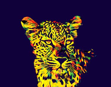 Namibya 'daki Leopar, resim, sanat, antika, antika resim çizimi