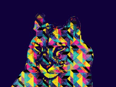 Puma, arka planda izole edilmiş puma portresi, illüstrasyon, sanat, antika, antika resim çizimi