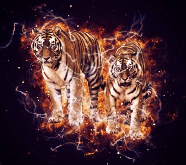 Kaplan sanat çizimi eski çizim