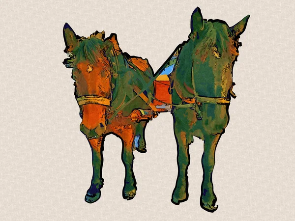 Colorido Caballo Arte Ilustración Grunge Pintura —  Fotos de Stock