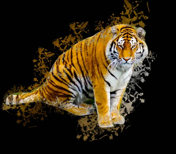 Tigre Arte Ilustração Velho Desenho — Fotografia de Stock