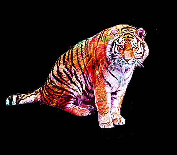 Tiger Art Illustration Old Drawing — Stock Photo, Image