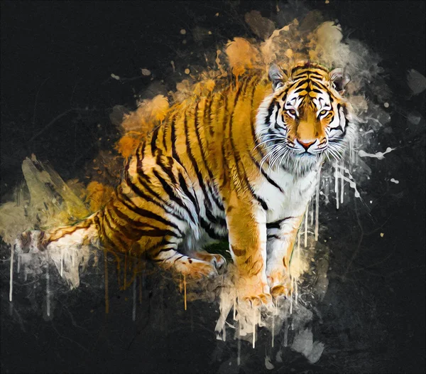 Tiger Art Illustration Old Drawing — Stock Photo, Image